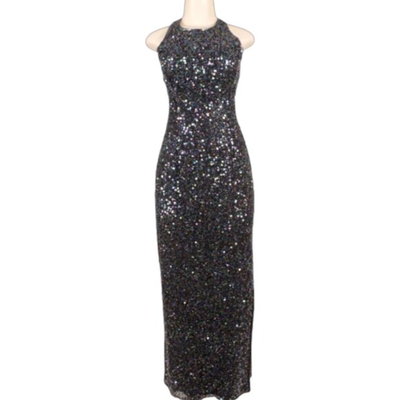SCALA MULTICOLOR SEQUIN GOWN - Picture 1 of 7